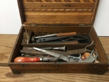 NO SHIPPING: Wood Box & Misc. Tools