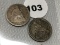 1887-S, 1890 Seated Dimes