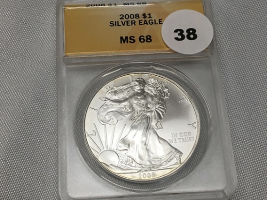 2008 Silver Eagle, ANACS, MS-68