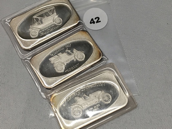 Lot of (3) 1 oz. (Autos) Silver Bars