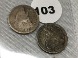 1887-S, 1890 Seated Dimes