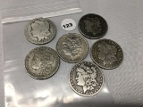 6x$ 1890, 90-S, 94-O, (3) 96-O Morgan Dollars