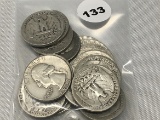 Lot of 18 Silver Washington 1940's - 50's Quarters