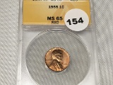 1955 Lincoln Cent ANACS MS-65 Red