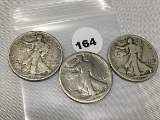 Lot of 3 (2)1917, 18-S Walking Liberty Half Dollars