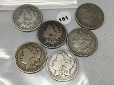6x$ 1884, 84-O, (2) 84-S, (2) 87-O Morgan Dollars