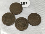 Lot of 4 1865 Two Cent Pieces