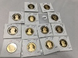 Lot of 13 Proof Presidential $1 Coins