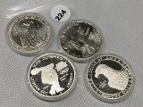 Lof of 4 1983 Olympic (90% Silver) Dollars