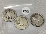 Lot of 3 1917 Walking Liberty Half Dollars