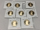 Lot of 8 Proof Presidential $1 Coins