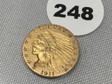 1911 $2 1/2 Indian Gold