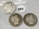 1893, 98, 99 Barber Half Dollars