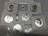 Lot of 6 1965 Kennedy (40% Silver) Half Dollars