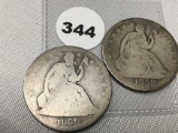 1858-O, 59-O Seated Half Dollars