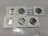 Lot of 6 1965 Kennedy (40% Silver) Half Dollars, Unc.