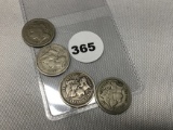 1865, 66, 70, 71 Three Cent Pieces