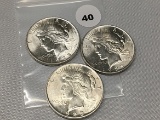 3x$ 1923 Peace Dollars