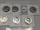 Lot of 6 1965 Kennedy (40% Silver) Half Dollars