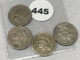 1865, 72, 73, 81 Three Cent Pieces