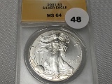 2001 Silver Eagle, ANACS, MS-64