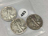 1943, D, S Walking Liberty Half Dollars