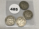 1872, 74, (2) 81 Three Cent Pieces