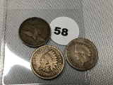 1858 Flying Eagle, 1860, 1863 Indian Cents