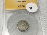1865 CN Three Cent, ANACS, VF30