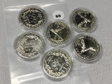 Lot of (6) 1988 (90% Silver) Olympic Dollars