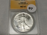 1992 Silver Eagle, ANACS, MS-65