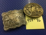 1982, 1987 Hesston Belt Buckles