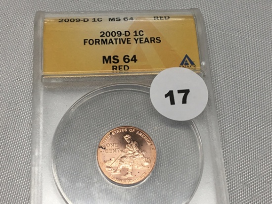 2009-D Lincoln Cent ANACS MS64 Red