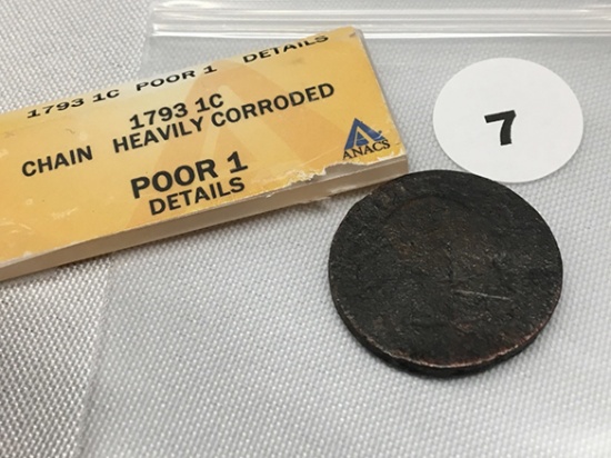 1793 Large Cent (chain) (ANACS Break Out)