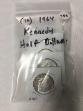 Lot of (10) 1964 Kennedy Half Dollars