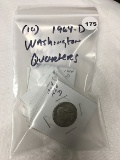 Lot of (10) 1964-D Washington Quarters