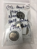 Lot of (10) Proof 1980's (Mix Date) Kennedy Half Dollars