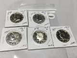 Lot of (5) 1969-S Kennedy Half Dollars (1) Proof Cameo