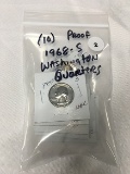 Lot of (10) Proof 1968-S Washington Quarters