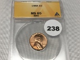 1955 Lincoln Cent, ANACS MS-65 Red