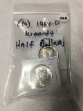 Lot of (10) 1964-D Kennedy Half Dollars