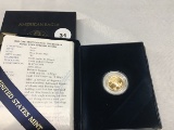 2000-W Proof $5 Gold Eagle W/C.O.A