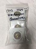 Lot of (20) 1964 Washington Quarters
