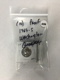 Lot of (10) Proof 1969-S Washington Quarters