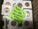 Lot of (500) Mix Date Presidential Dollars in 2x2's