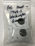 Lot of (10) Proof 1969-S Washington Quarters
