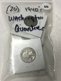 Lot of (20) 1940's Washington Quarters