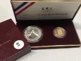 1988 Proof Silver Dollar and Gold $5 W/C.O.A