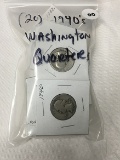 Lot of (20) 1940's Washington Quarters