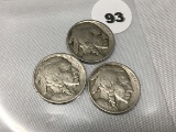(3) 1913 Buffalo Nickels